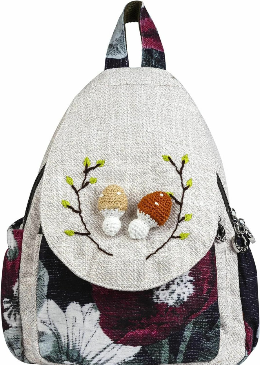 Backpack Handbags | HUANGGUOSHU Huangguoshu Backpack Purse For Women Casual Vintage Drawstring Anti-Theft Back Pack Hippie Travel Boho Hand-Held Flap Hand-Embroidered Backpack, 13.7*13.7*7.08 Inches