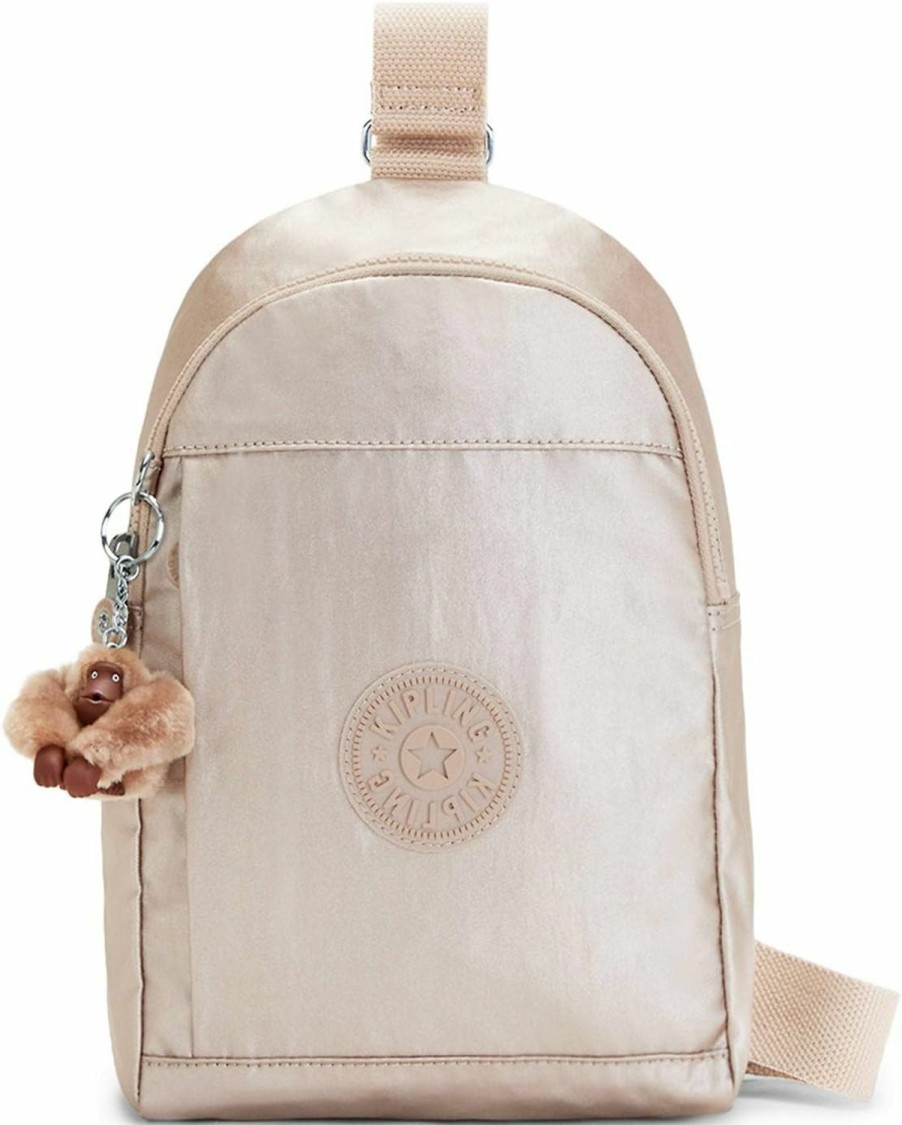 Backpack Handbags | Kipling Kipling Klynn Metallic Sling Backpack Quartz Metallic