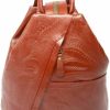 Backpack Handbags | Santiago Sebastian Leathers Santiago Sebastian Leathers Ladies Leather Convertible Backpack Purse, Handbag/Backpack, Handmade, Handtooled, Floral Pattern, Zippers, 3 Compartments (Bi-Color Dark Brown)