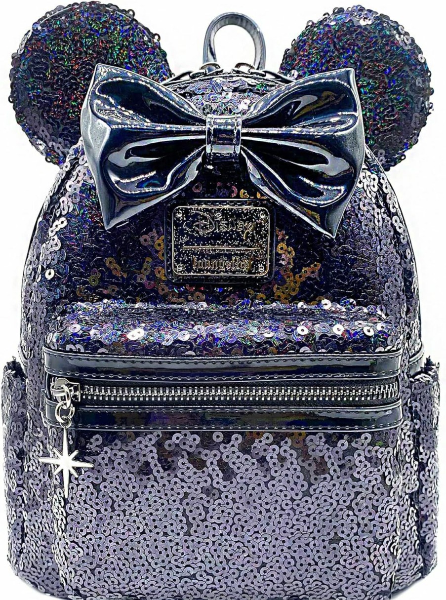 Backpack Handbags | Loungefly Loungefly X Lasr Exclusive Disney Celestial Dreams Black Holographic Sequin Minnie Mini Backpack - Fashion Cosplay Disneybound Cute Backpacks