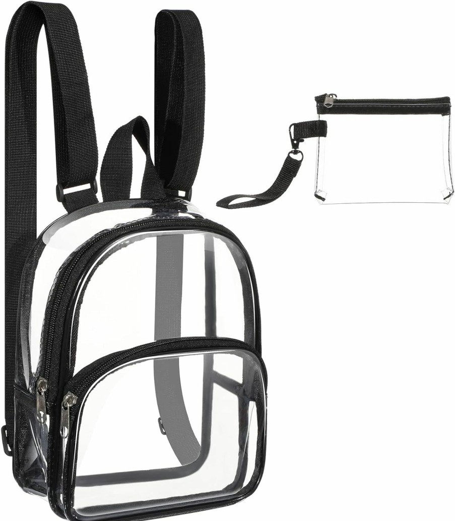 Backpack Handbags | Weewooday Clear Mini Backpack Stadium Transparent Small See Through Bag With Crossbody Concert Purse Waterproof Plastic Handbag(Black)