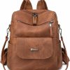 Backpack Handbags | LAFRIOUS Lafrious Mini Backpack Purse,Convertible Pu Leather Backpack Purse Women Travel Daypack Multipurpose Design Handbag Anti-Theft Shoulder Bag With Detachable Shoulder Strap Brown