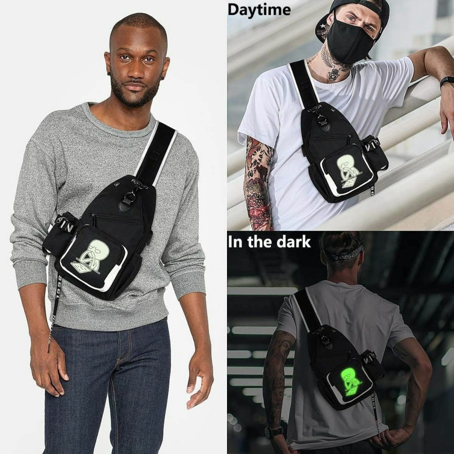 Backpack Handbags | Xinveen Xinveen Luminous Sling Bag Cross Body Shoulder Backpack Multifunction Chest Bag For Men Boys Travel Sports Evil Smile