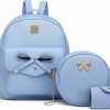 Backpack Handbags | K.E.J. K.E.J. Cute Mini Backpack Bowknot Leather Backpack 3-Pcs Small Backpack Purse For Women