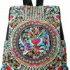 Backpack Handbags | Jursccu Glitter Embroidery Women Backpack Purse, Fashion Canvas Travel Anti-Theft Rucksack Shoulder Bag (Black)