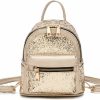 Backpack Handbags | I IHAYNER I Ihayner Women Cute Sequin Mini Backpack Leather Purse Women Backpack Leather Cross Body Bag Gold