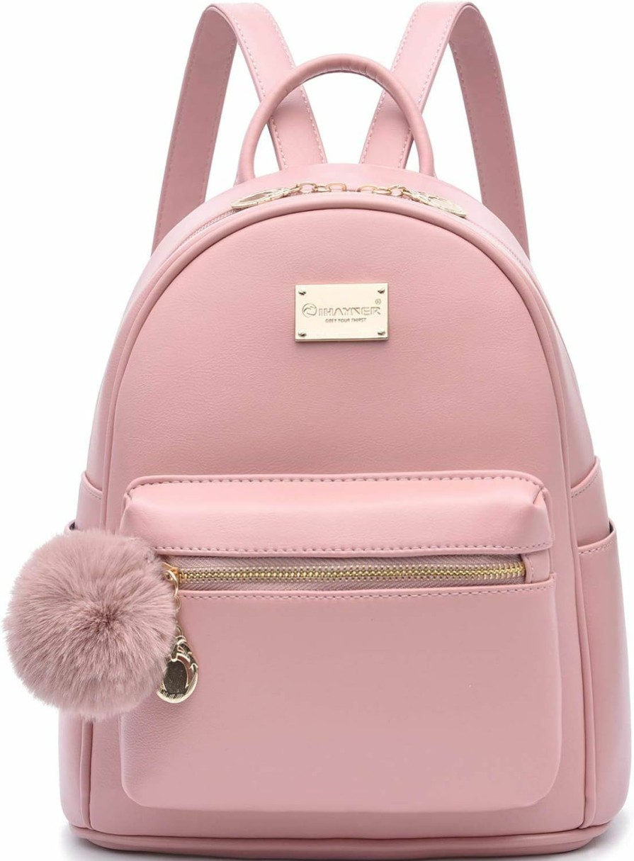 Backpack Handbags | I IHAYNER I Ihayner Women Fashion Backpack Leather Mini Backpack Purse For Women Satchel Bags With Pompom Casual Travel Daypacks