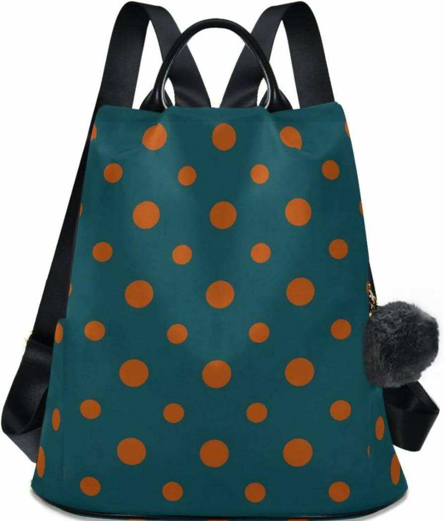 Backpack Handbags | ALAZA Alaza Orange Polka Dots Backpack Purse For Women Travel Casual Daypack College Bookbag Work Business Ladies Shoulder Bag