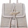 Backpack Handbags | Anopo Anopo Small Straw Backpack For Women Summer Handmade Woven Beach Bag Bookbag Daypack Wicker Purse Bohomian Drawstring Shoulder Bag-I Square Buckle-Khaki