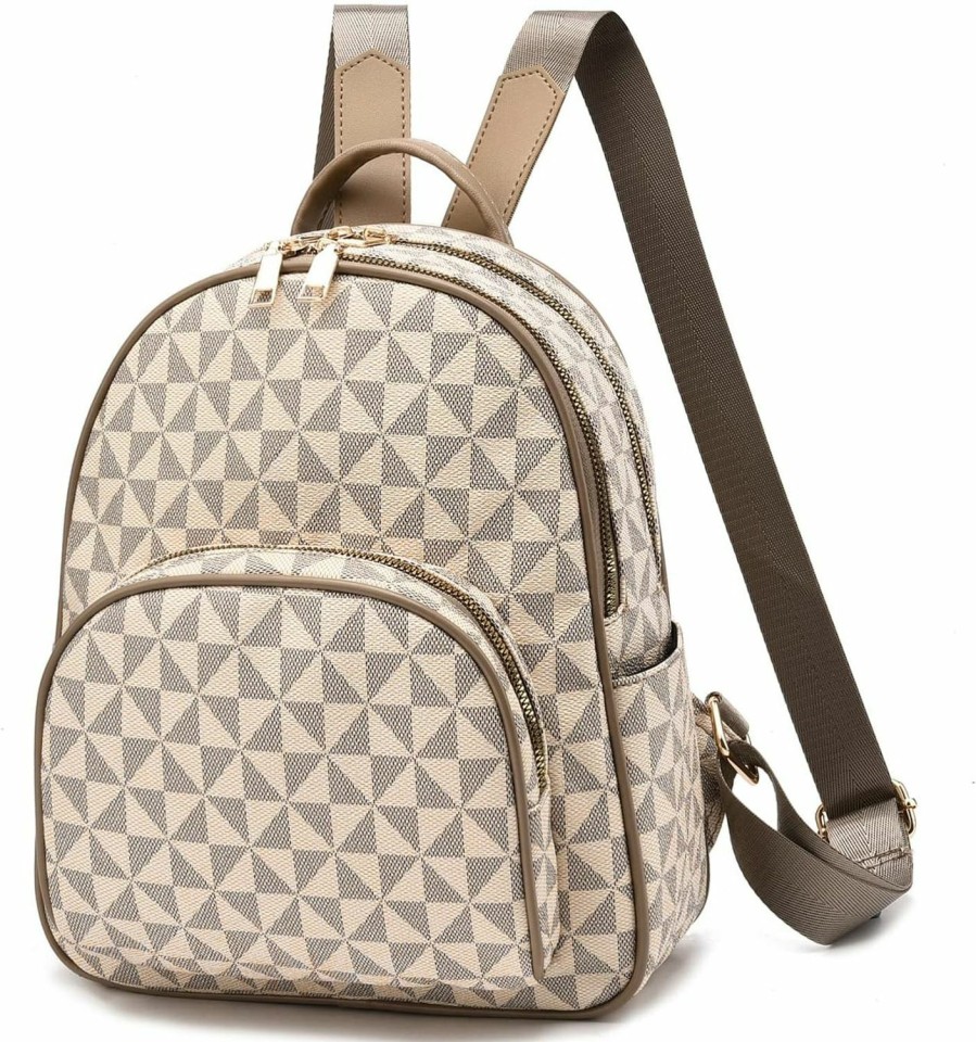 Backpack Handbags | LCFUN Lcfun Stylish Mini Backpack Purse For Women And Girls - Small Convertible Bag With Multiple Pockets Beige