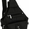 Backpack Handbags | Roma Leathers Womens Leather Convertible 7 Pocket Medium Size Tear Drop Sling Backpack Purse Shoulder Bag, Black