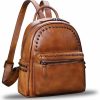 Backpack Handbags | IVTG Genuine Leather Backpack For Women Vintage Fashion Bookbag Handmade Casual Satchel (Coffee) Medium