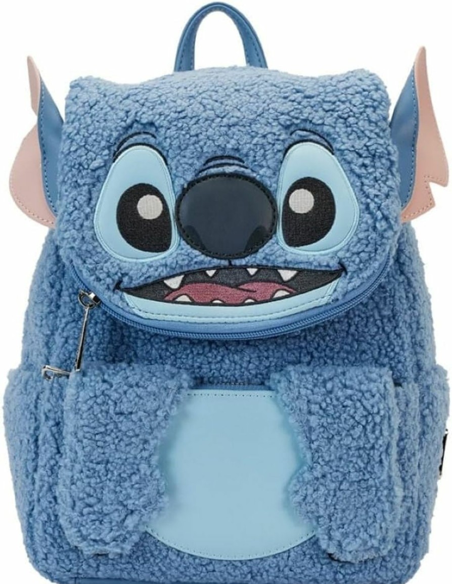 Backpack Handbags | Loungefly Loungefly Disney Stitch Plush Sherpa Mini Backpack