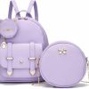 Backpack Handbags | BESYIGA Besyiga Women Fashion Backpack 3Pcs Mini Backpack Purse For Women Small Backpack Purse Leather Travel Satchel Backpack Shoulder Bag Purple