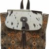 Backpack Handbags | Myra Bag Myra Bag Western Leather Backpack Bag For Women - Flapover Upcycled Canvas Cowhide Bag Hyppity