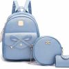 Backpack Handbags | I IHAYNER I Ihayner Girls Bowknot 3-Pieces Fahsion Leather Backpack Backpack Purse For Women Rucksack For Ladies Shoulder Bag