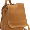 Backpack Handbags | Le Donne Le Donne Leather Flap Over Convertible Backpack And Shoulder Bag, 10" X 4" X 13" (Tan)