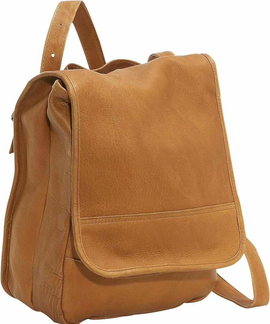 Backpack Handbags | Le Donne Le Donne Leather Flap Over Convertible Backpack And Shoulder Bag, 10" X 4" X 13" (Tan)