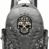 Backpack Handbags | Cowgirl Trendy Sugar Skull Punk Art Rivet Studded Biker Purse Women Fashion Backpack Bookbag Python Daypack Shoulder Bag (Black)