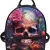 Backpack Handbags | Amzbeauty Amzbeauty Skull Rose Print Mini Backpack For Women Cute Leather Designer Shoulder Bag Small Daypack