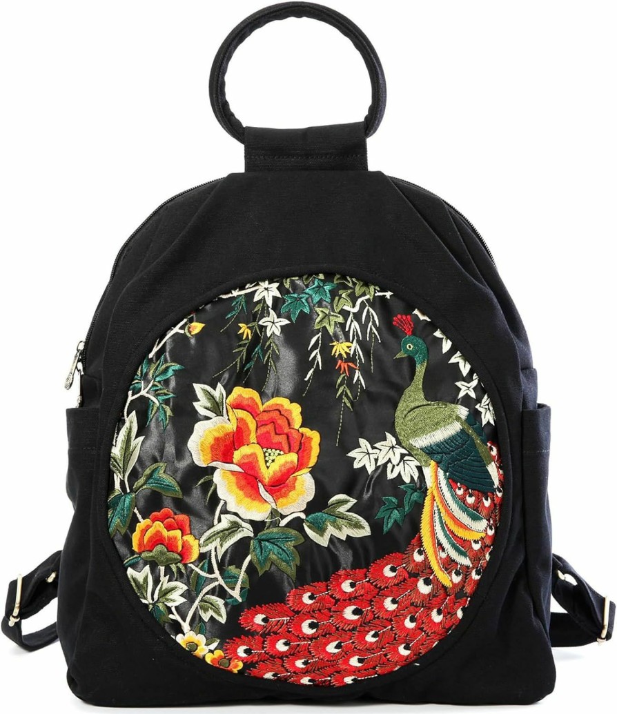 Backpack Handbags | Jursccu Jursccu Casual Women Backpack Vintage Embroidered Backpack Purse Canvas Shoulder Bag Travel Handbag