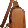 Backpack Handbags | LRTO Genuine Leather Sling Bag Crossbody Purse Retro Handmade Hiking Daypack Motorcycle Shoulder Backpack Vintage Chest Bags